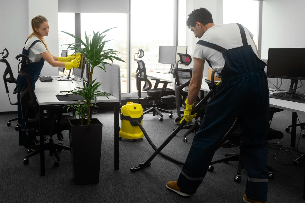 Deep cleaning services in Calgary - Services Pro specialist detail-cleaning a Calgary kitchen